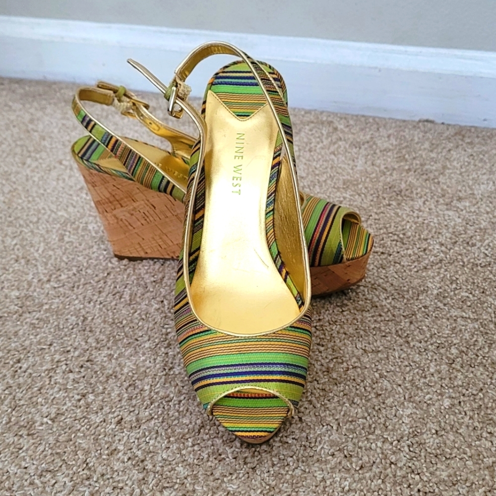 Nine West rainbow wedge sandals